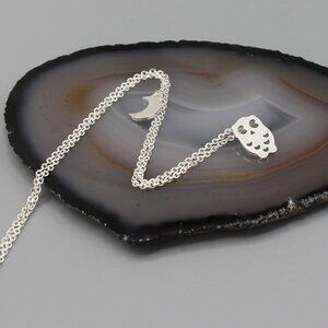 Jewelry necklace owl smart night sky celestial minimalist dainty silver tone new